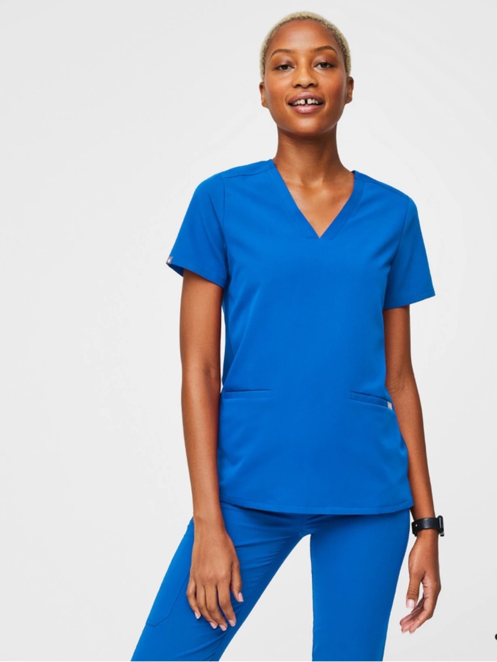 Figs Casma V -Neck Scrub Top in Royal Blue